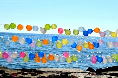 Colorful balloons in row