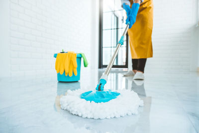Man working with umbrella