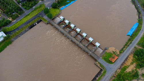 High angle view of bridge over river