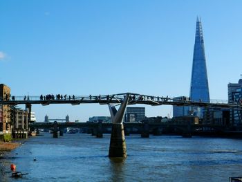 Bridge over river against clear sky