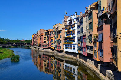 Panoramic view of residential buildings against clear sky