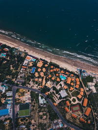 High angle view of swimming pool in city