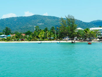 Scenic view of bay against sky