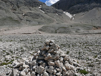 Scenic view of the striking dolomite mountains in summer