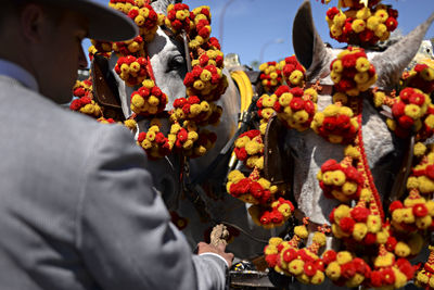 Close-up of decorated cows