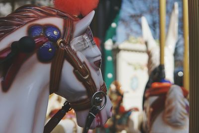 Close-up of carousel in amusement park