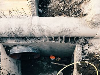 Close-up of water pipe in winter