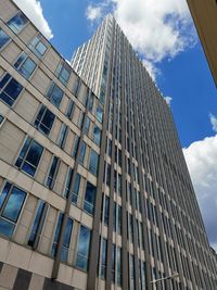 Low angle view of modern building against sky