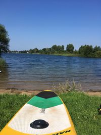 Scenic view of lake against clear sky