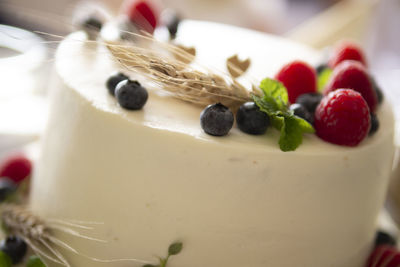 Close-up of strawberry cake
