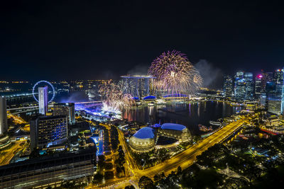 New year eve fireworks show at marina bay singapore