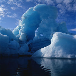 Close up of floating iceberg in a fjord in eastern greenland