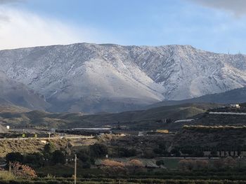 Scenic view of mountains against sky