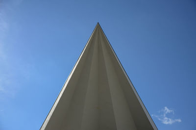 Low angle view of modern building against clear blue sky