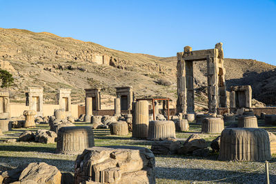 Old temple against clear sky