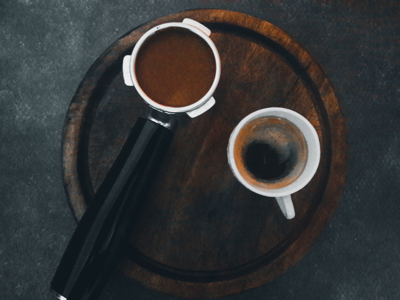 coffee, drink, food and drink, cup, mug, coffee cup, refreshment, directly above, table, high angle view, hot drink, indoors, still life, wood, no people, food, freshness, crockery, kitchen utensil, saucer, tea, spoon, black coffee, close-up