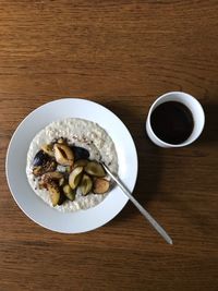 Directly above shot of breakfast served on table