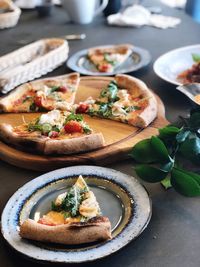 Pizza served in plate