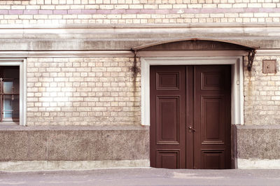 Closed door of building