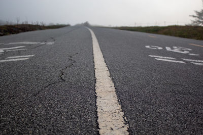 Surface level of road against sky