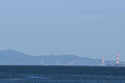 Scenic view of sea against clear sky