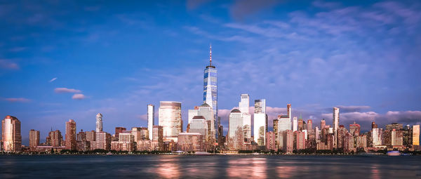 Beautiful evening view of the lower manhattan, new york city, united states of america