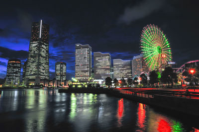 Illuminated city at night