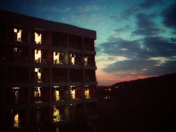 Low angle view of building at night