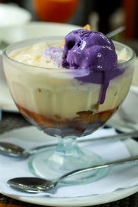 Close-up of ice cream in glass