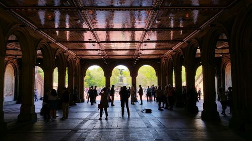 People at bethesda terrace and fountain