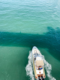 High angle view of boat in sea