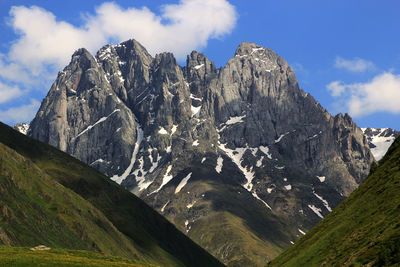 Panoramic view of rocky mountains against sky