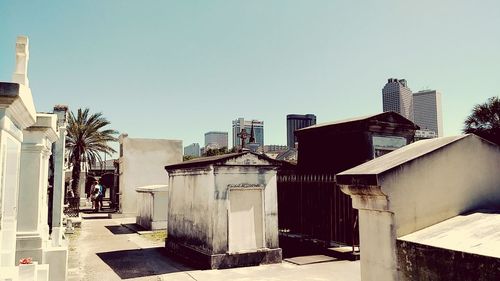 Residential buildings against clear sky