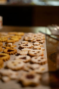 Close-up of cookies on table