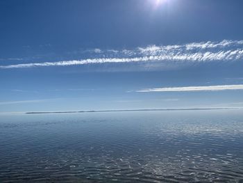 Scenic view of sea against sky on sunny day