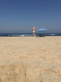 Scenic view of sea against clear sky