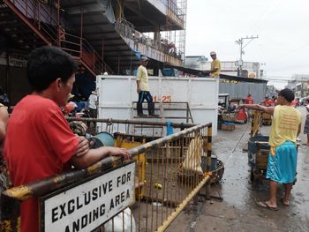 People working at construction site