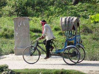 Man riding bicycle