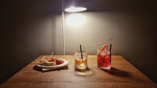 Tea light candles on table