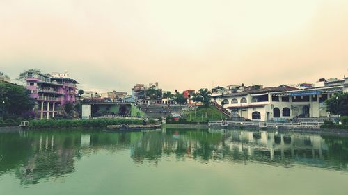 View of river with buildings in background