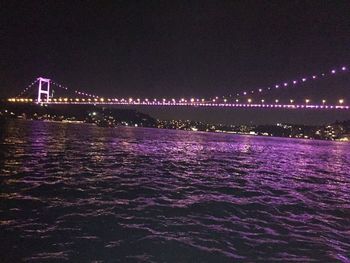 Bridge over river at night