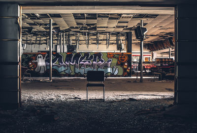 Graffiti on metal chair