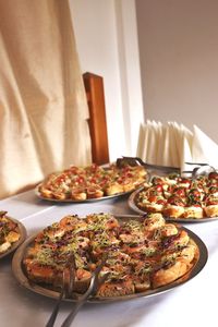 Close-up of pizza on table