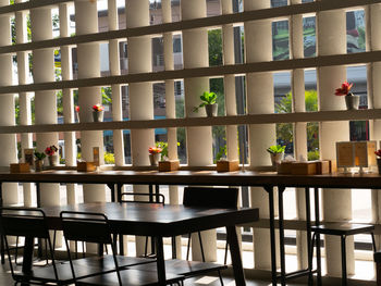 Empty chairs and tables in office