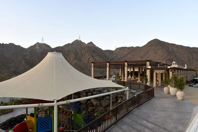 Scenic view of swimming pool against clear sky