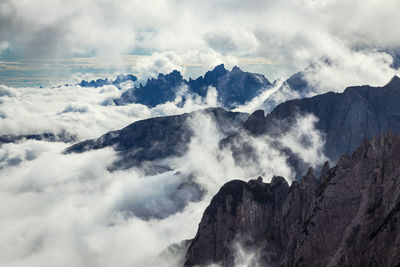 Scenic view of mountain range against sky