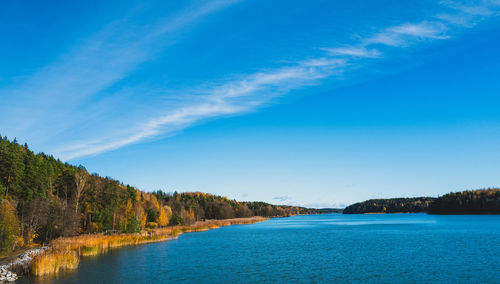 Scenic view of sea against sky during autumn