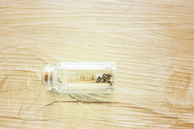 High angle view of eyeglasses on table
