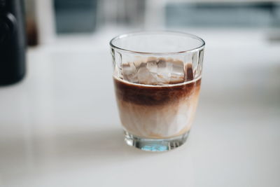 Close-up of drink in glass on table