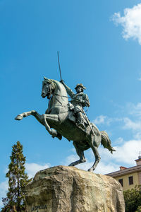 La spezia, italy, july 28, 2023. monument of giuseppe garibaldi on the port promenade.